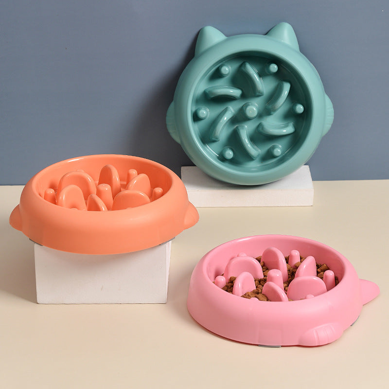 Pet Dog Cat Slow Feeder Bowl - Anti-Choking Interactive Eating Dish