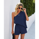 High Waist Short one Shoulder Loose Jumpsuit