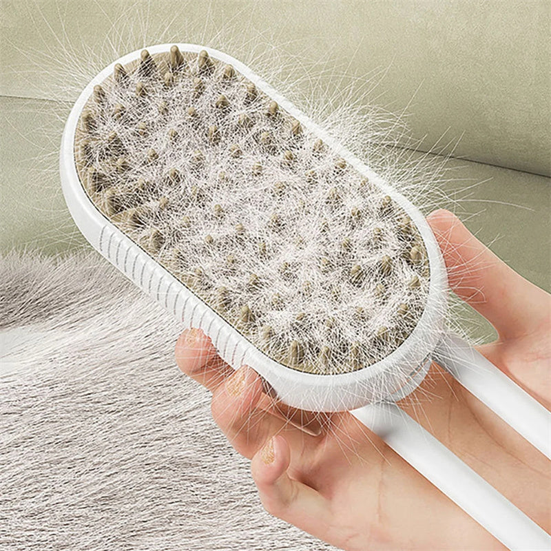 3-in-1 Electric Spray Cat Steam Brush for Pet Grooming - Professional Hair Removal and Massage Comb - Minihomy