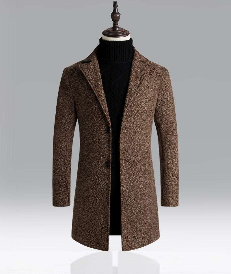 Men's Snowflake Trench Coat Mid-length Woolen Coat