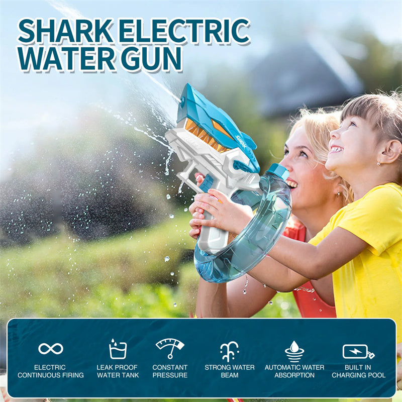 Shark Electric Water Toys for Kids - Automatic Continuous Water Spray, Large Capacity Beach Toy