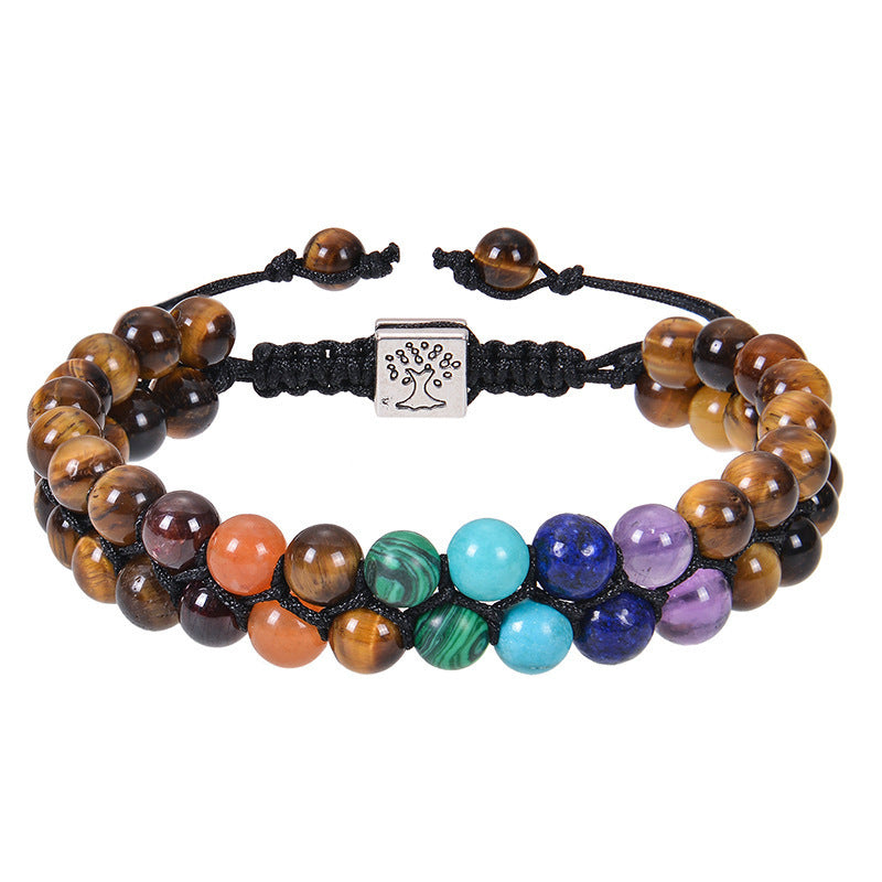 7 Chakra Healing Crystal Bracelet - Double Layer Gemstone Beads for Anxiety & Meditation - Minihomy