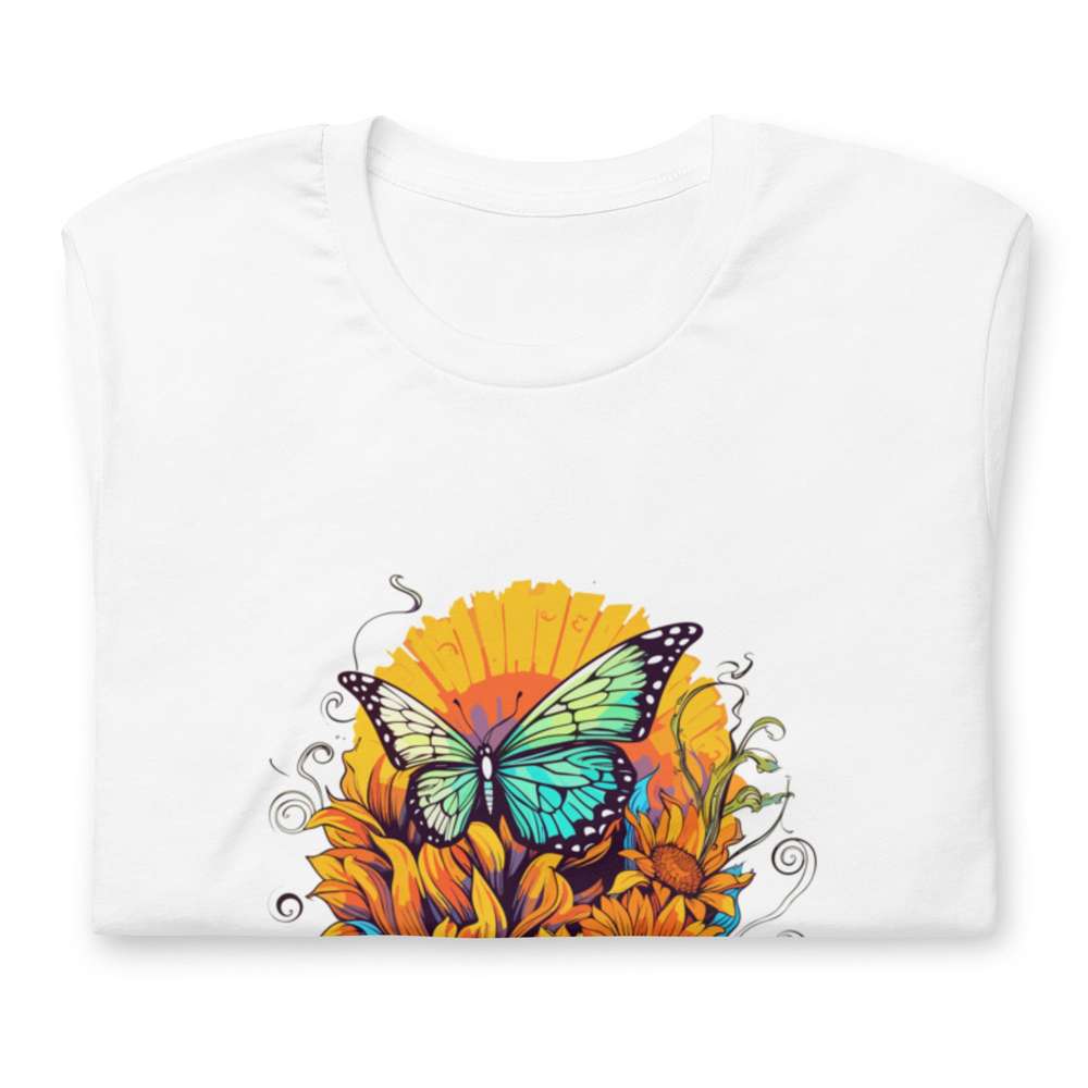 Abstract Sunflower and Butterfly Graphic Unisex t-shirt - Minihomy