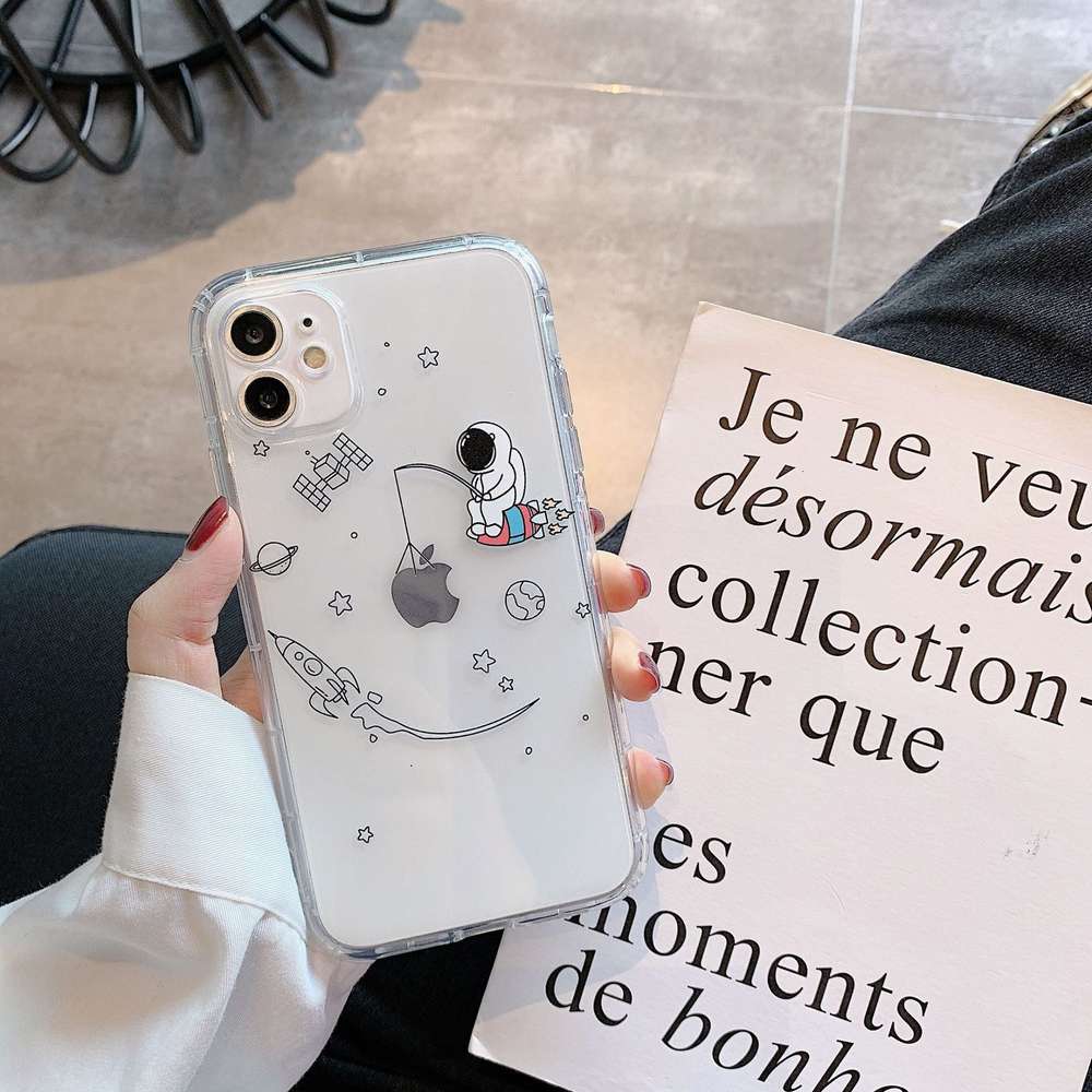 Creative Spaceman Transparent Cute Phone Case - Minihomy