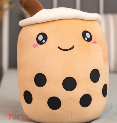 Cute Fruit Drink Plush Stuffed Soft Strawberry Milk Boba Tea Plush