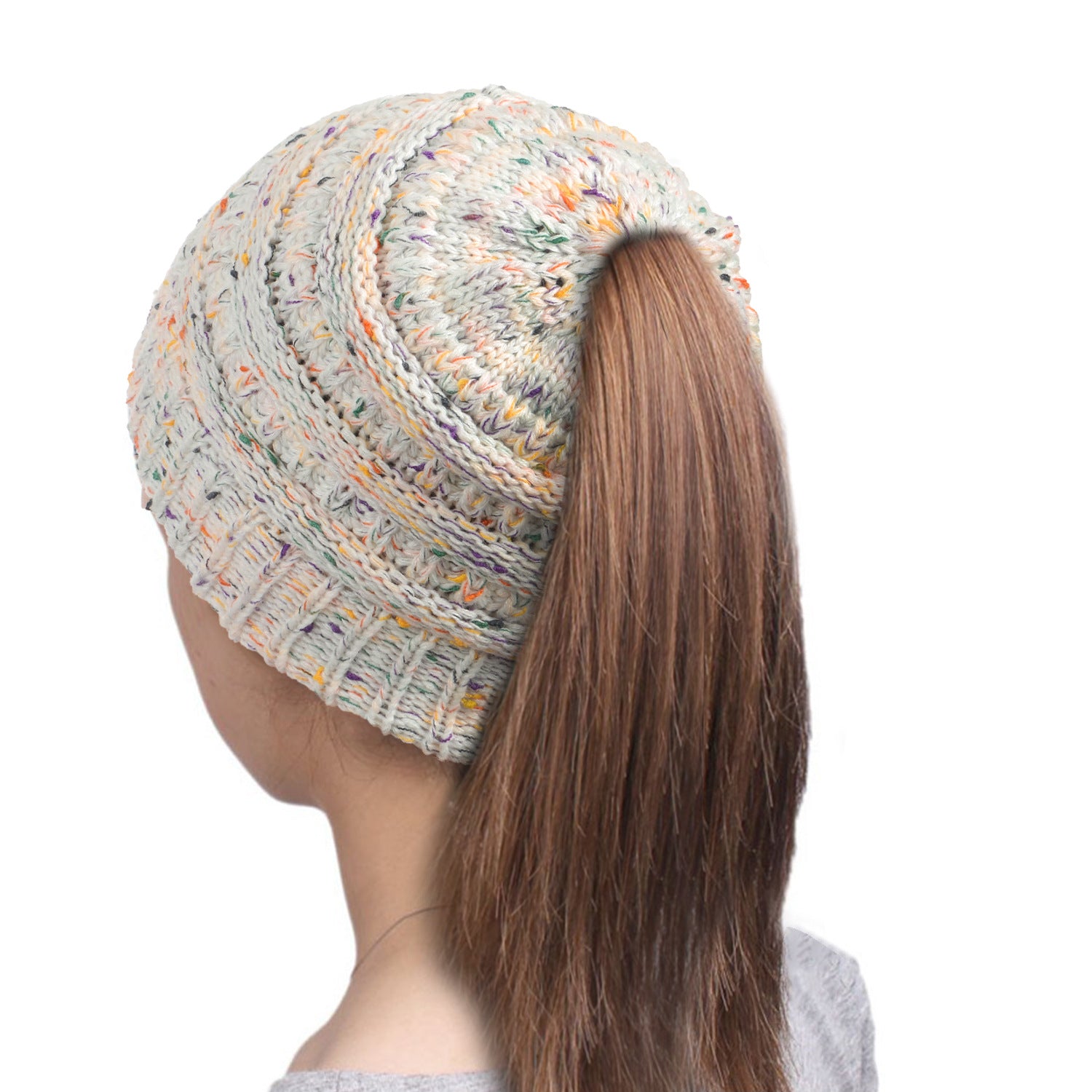 Knitted Ponytail Wool Hat for women