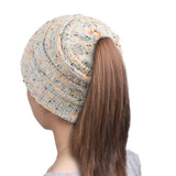 Knitted Ponytail Wool Hat for women