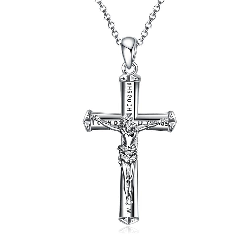 Jesus Cross Necklace Cross Pendant Sterling Silver Gift for Mother Girls Women Man