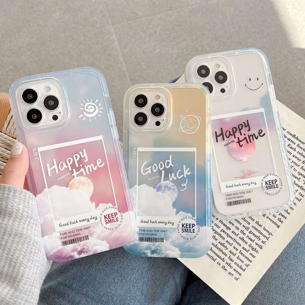 Gradient Transparent Color Cloud Letter Mobile Phone Case - Minihomy