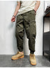 Men's Elastic Waist Zipper Big Pockets Drawstring Sports Cargo Pants - Minihomy