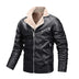 Men Stand Up Collar Plus Velvet Leather Casual - Minihomy