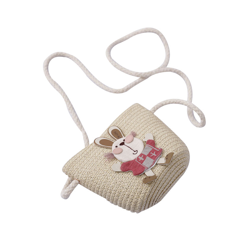 Cute Rabbit Decoration Bag with Two-Piece Straw Hat for Kids - Minihomy