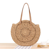 Round straw bag shoulder