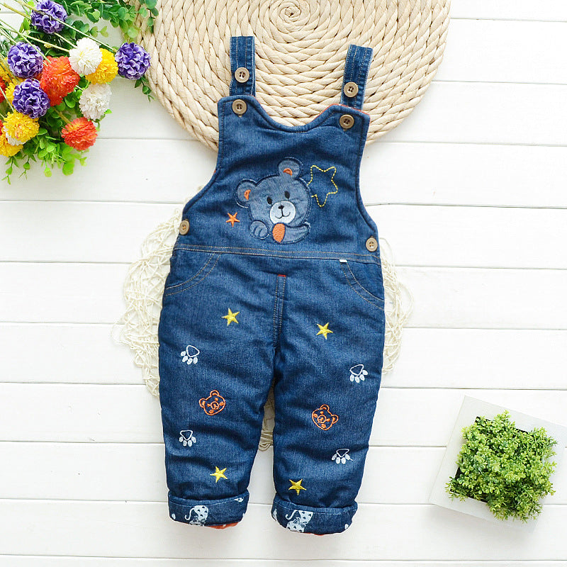 Infant Jeans Little Kids Cartoon Cute Suspenders Toldder Causal Trousers