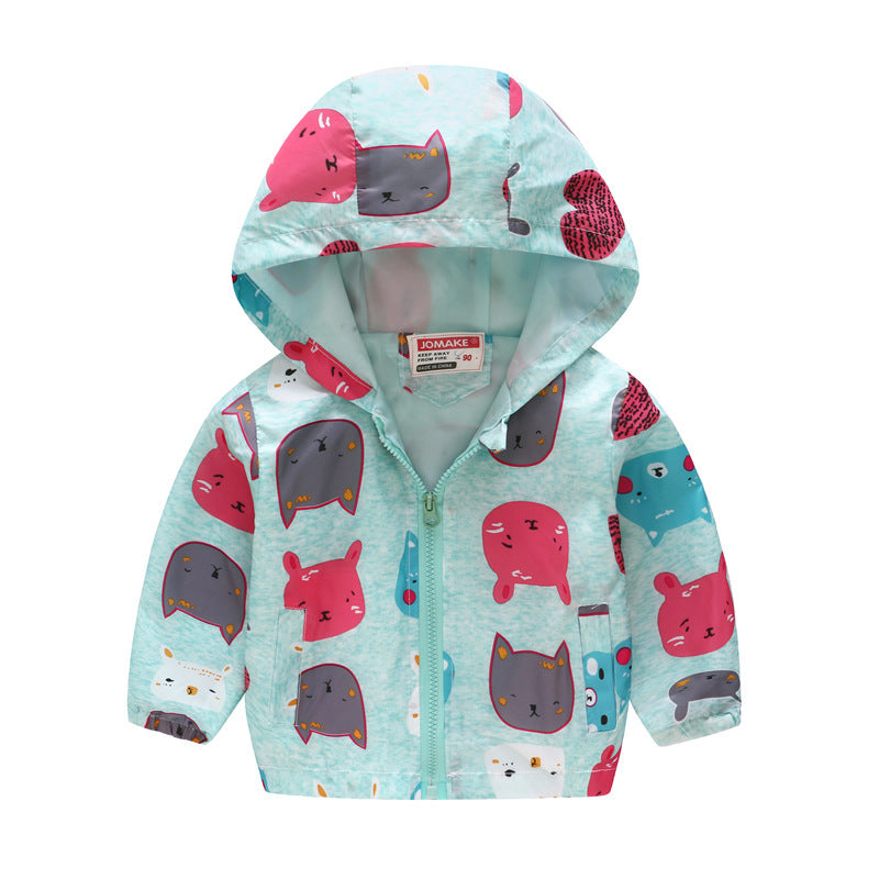 Hooded jacket with print pattern for kids