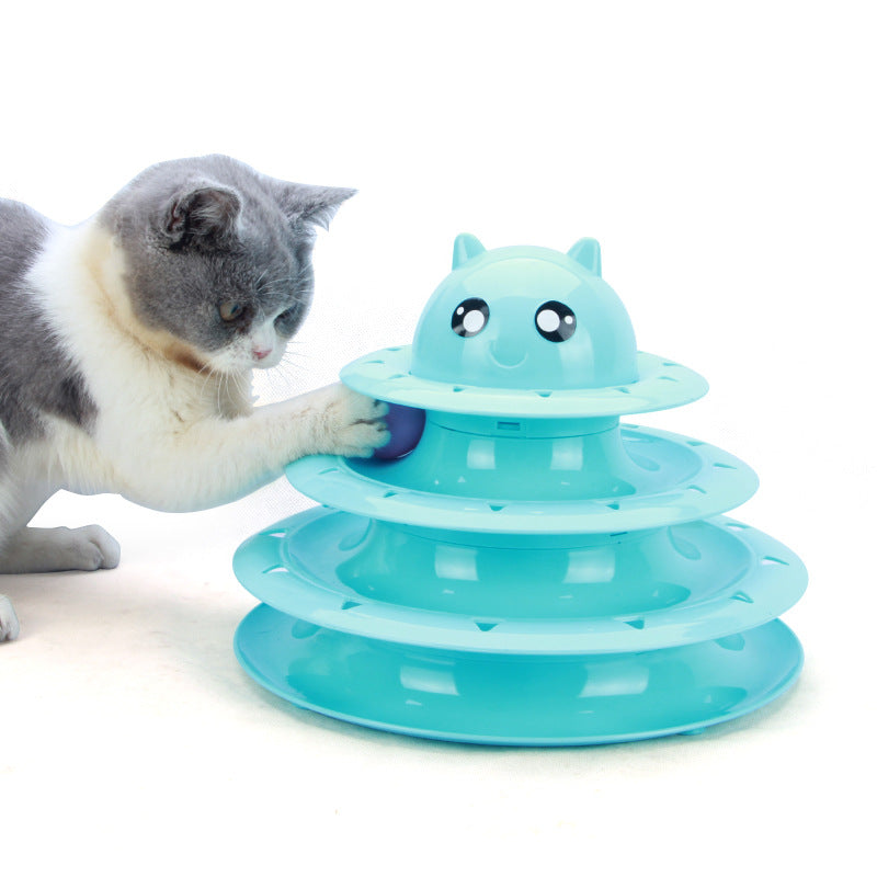 Cat toy turntable ball three-layer cat tower - Minihomy