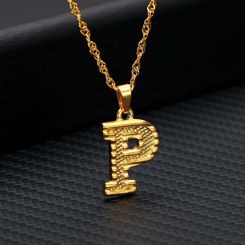 26 letters gold-plated pendant necklace - Minihomy