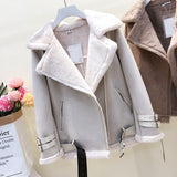 Women Winter Thick Warm Faux PU Velvet Coat