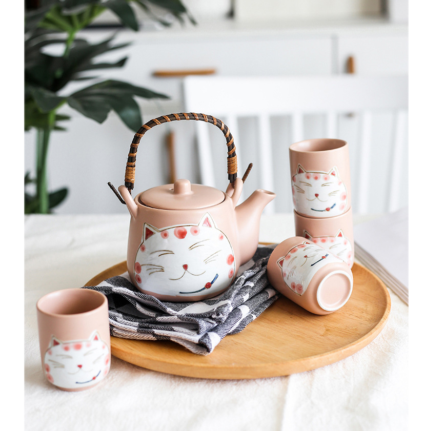 Creative Hand-painted Lucky Cat Ceramic Tea Set