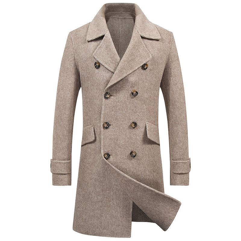 Double-breasted Mid-length Woolen Coat - Minihomy