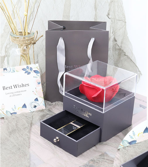 Eternal flower gift box Earring Necklace Pendant box couple ring box - Minihomy