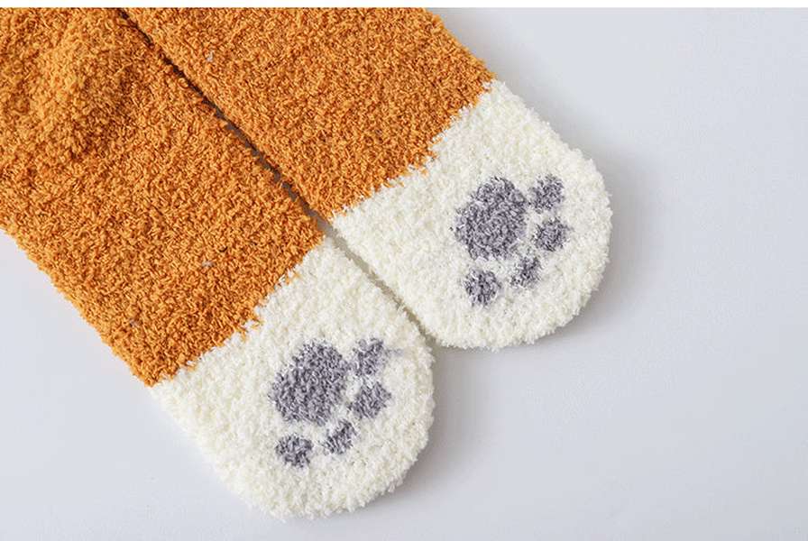 Autumn Winter Cat Claws Cute Thick Warm Sleeping Floor Socks - Minihomy