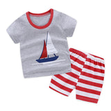 Printed striped cotton two-piece baby clothing