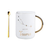 12 constellation roasted flower ceramic mug gift spoon