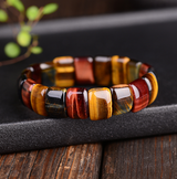 Natural color tiger eye stone tiger eye stone red yellow blue hand row bracelet bracelet men and women couple gift - Minihomy