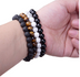 Natural Stone Beads Black Lava Rock Stone White Stretch Charm Strand Bracelet - Minihomy