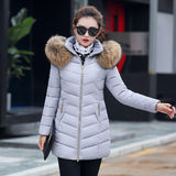 Mid-length Slim Cotton Jacket Large Fur Collar Down Jacket - Minihomy