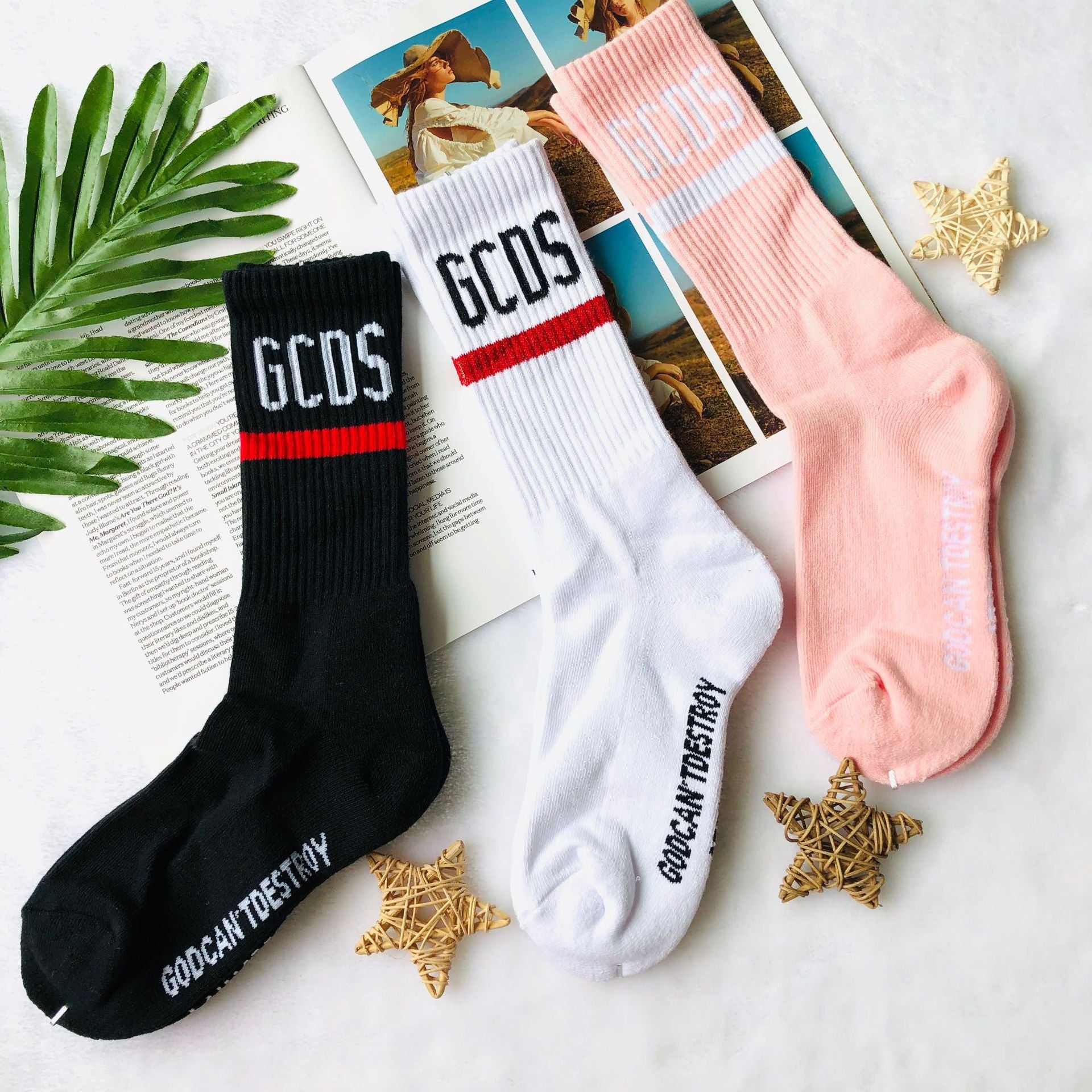 Pure cotton high-top letter socks