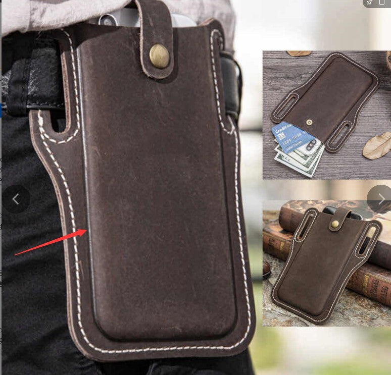 Cellphone Loop Holster Case Belt Waist Bag Props PU Leather Purse Phone Wallet - Minihomy