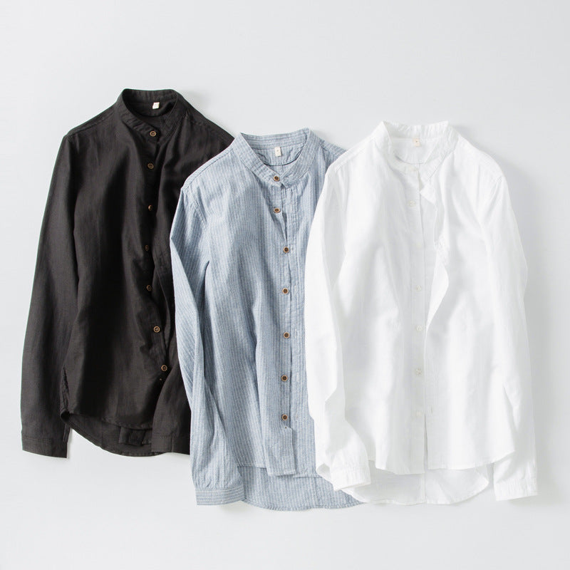 White linen long sleeve shirt