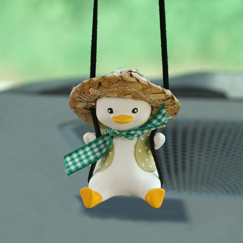 Car Pendant Cute Anime Little Duck Swing Auto Rearview Mirror Hanging Ornaments Interior Decoraction Accessories