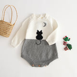 Girls' baby knitted wool jumpsuit romper - Minihomy