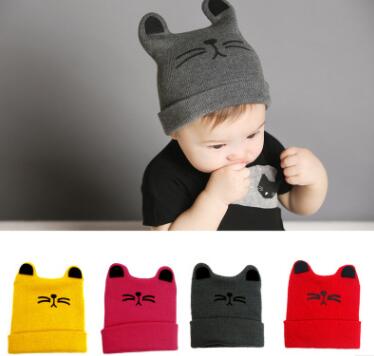 Baby Knitting Cartoon Child Children Girls Cat Ear Hat - Minihomy