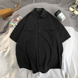 Summer Simple Tooling Short Sleeve Shirt Men