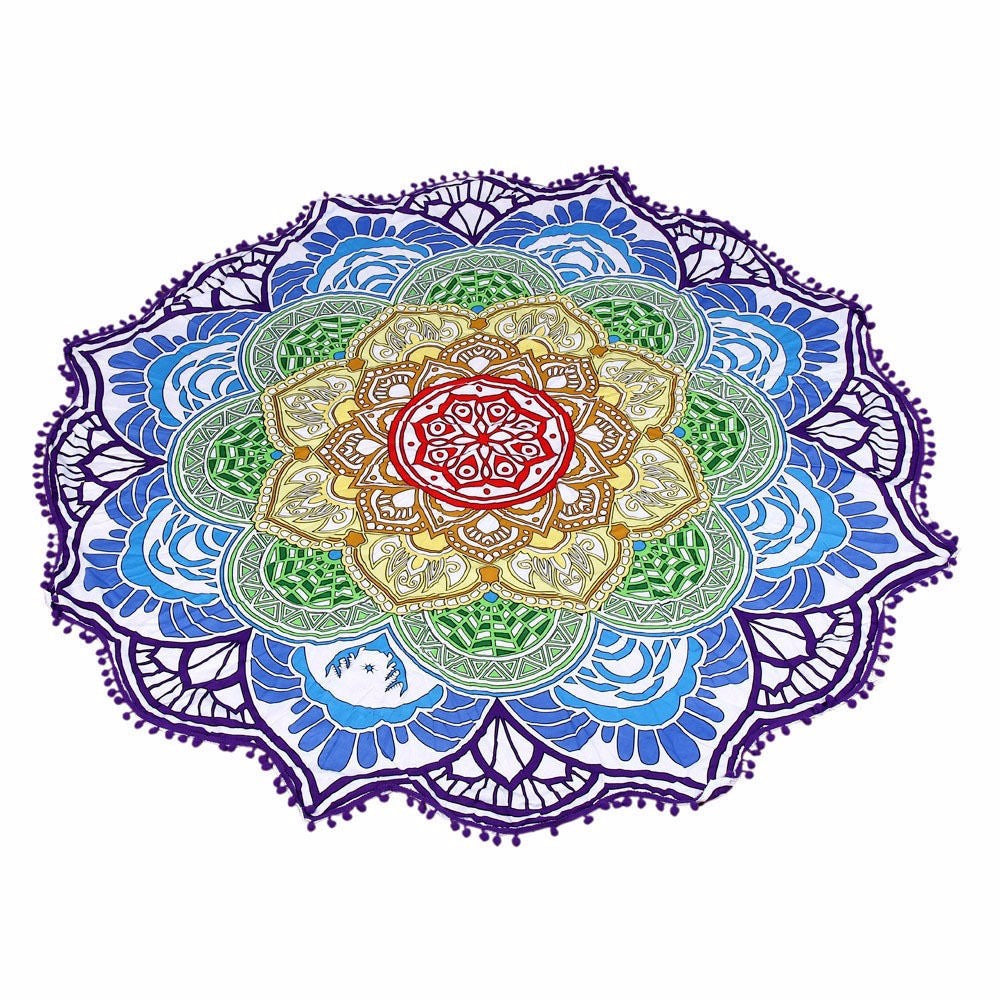 Round Printed Bath Towel Beach Towel Yoga Mat - Minihomy