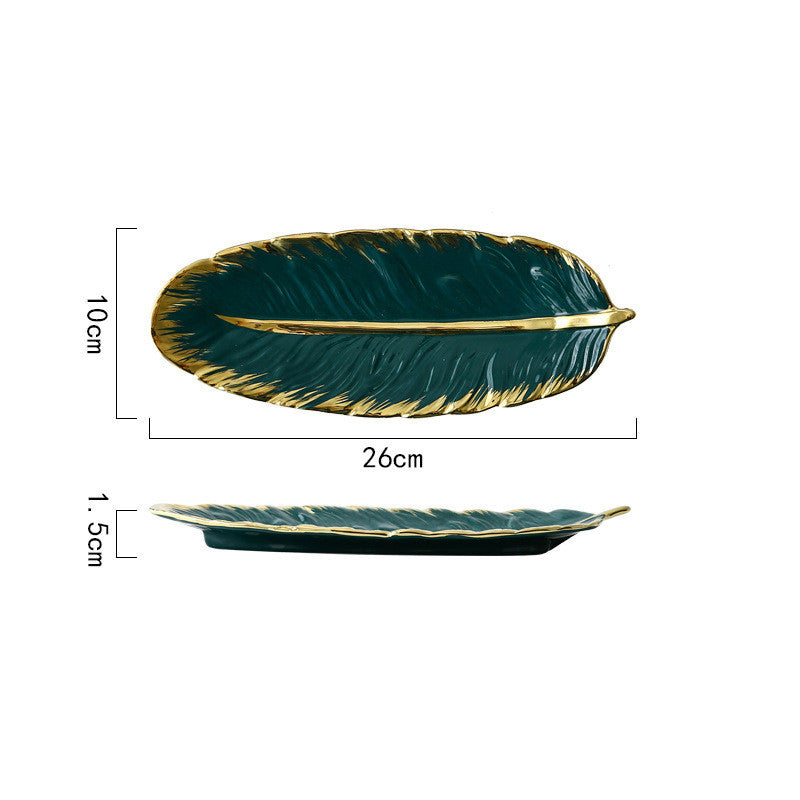 Key Plate Porch Leaf Ornaments Dinner Plate Tray Ceramic - Minihomy