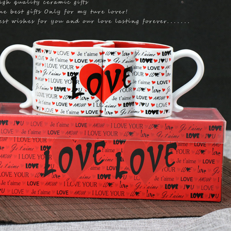 Ceramic Creative Heart-shaped Couple Water Cup - Minihomy