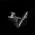 Men's Square Black Enamel White Steel Copper Cufflinks