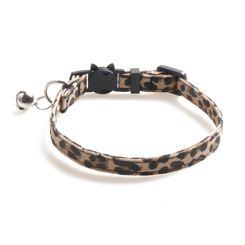 Pet Collar Breakaway with Bell Leopard Durable & Safe Cute Kitten Collars - Minihomy