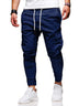 Casual Men Solid Color Multi Pocket Drawstring Ankle Tie Cargo Pants - Minihomy