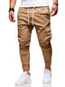 Casual Men Solid Color Multi Pocket Drawstring Ankle Tie Cargo Pants - Minihomy