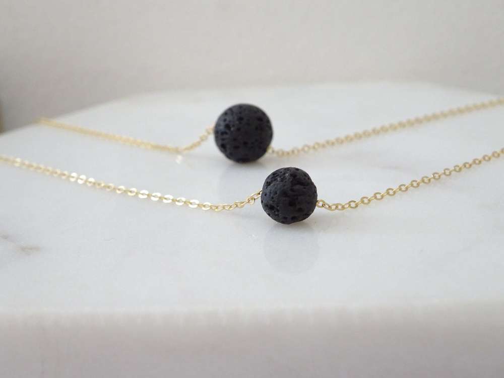 Double Black Lava Necklace - Minihomy