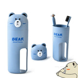 Cartoon Bear Wheat Fiber Travel Mouthwash Cup With Toothbrush Set