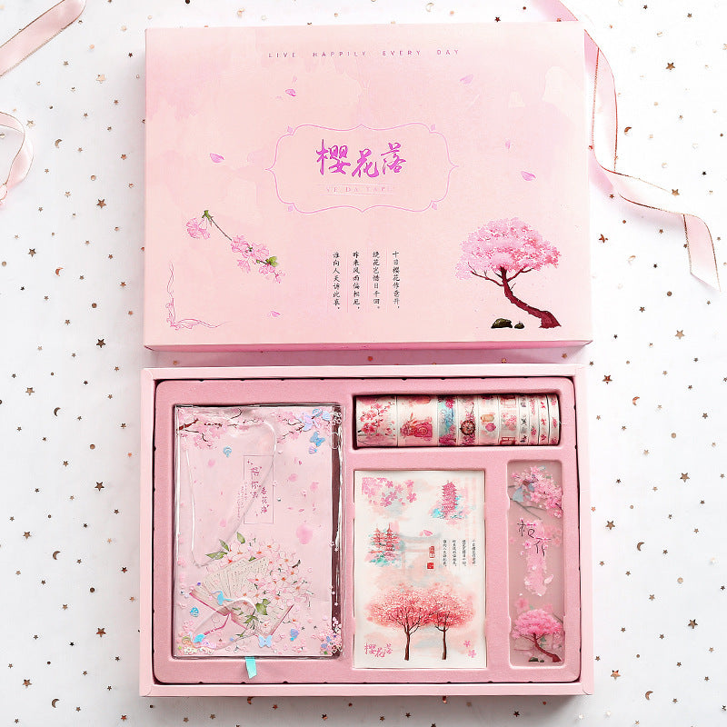 Cute Creative Cherry Blossom Hand Ledger Gift Box Set - Minihomy