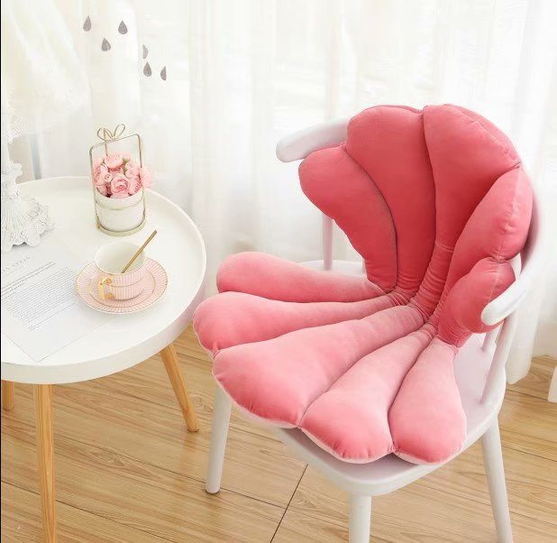 Luxurious Velvet Seal Shell Chair Cushion Unqiue Rose Seat Pillow Upscale Restaurant Chair Decor Girly Room Decorations - Minihomy