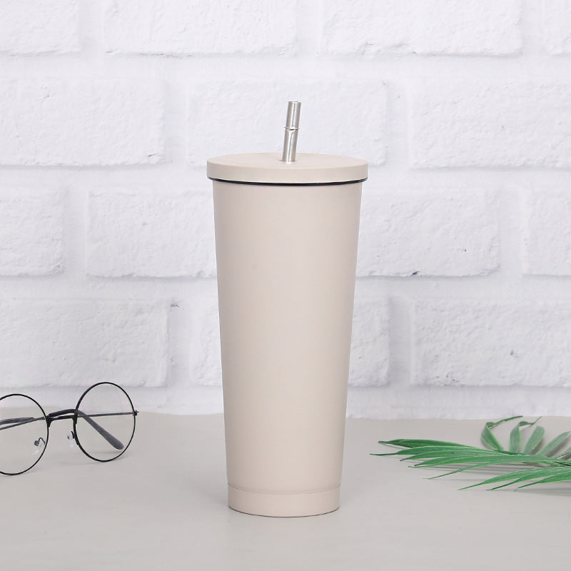 Creative Coffee Cup with Stainless Steel Straw Cup